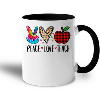 Tie Dye Peace Love Teach 100Th Day Of School Teacher Leopard Accent Mug - Thegiftio UK