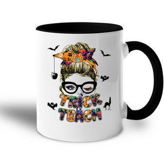 Trick Or Teach Funny Teacher Halloween Costume 2022 Accent Mug - Thegiftio
