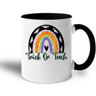 Trick Or Teach Spooky Rainbow Teacher Halloween Costume Accent Mug - Thegiftio