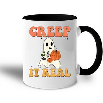 Vintage Retro Halloween Creep It Real Ghost Pumpkin Accent Mug - Thegiftio UK