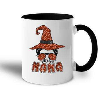 Witchy Mama Halloween Messy Bun Witch Mom Spooky Women Accent Mug - Seseable
