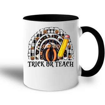 Women Trick Or Teach Halloween Pumpkin Pencil Teacher Accent Mug - Thegiftio UK
