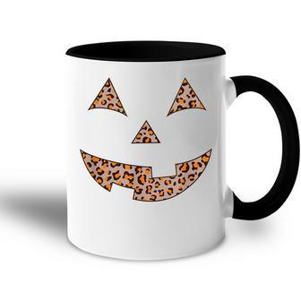 Womens Leopard Print Jack O Lantern Pumpkin Halloween Accent Mug - Seseable