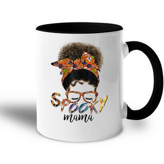 Womens Spooky Mama Funny Halloween Day For Mom Accent Mug - Seseable