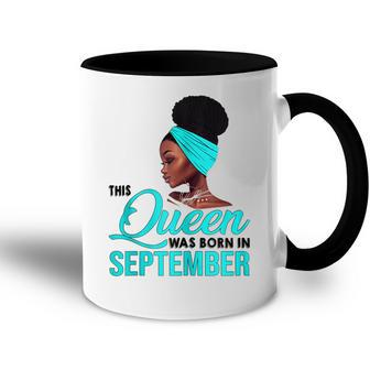Womens This Queen Was Born In September Birthday For Black Accent Mug - Thegiftio UK