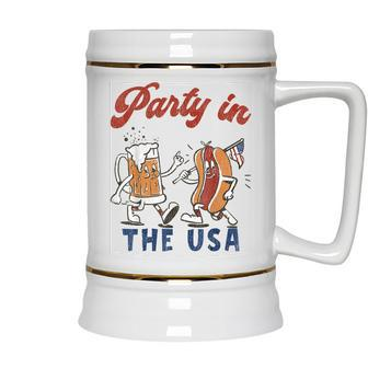 Party In The Usa Hot Dog Love Usa Funny Fourth Of July Ceramic Beer Stein - Seseable
