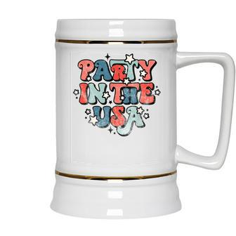 Retro Party In The Usa 4Th Of July Patriotic Ceramic Beer Stein - Seseable
