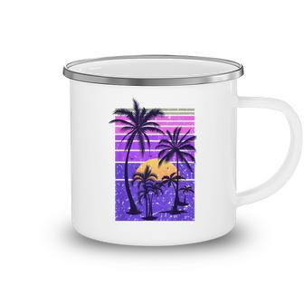 Summer Vintage Paradise Vacation Sunset Palm Retro Tropical  Camping Mug