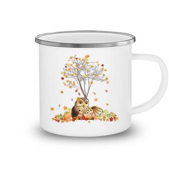 Owls Leaves Fall Autumn Pumpkin - Funny Owl Lover   Camping Mug