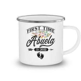 Pregnancy Announcement First Time Abuela Est2022 Floral  Camping Mug