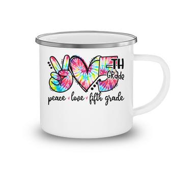 Peace Love Fifth-Grade Funny Tie-Dye Back To School Outfits  Camping Mug