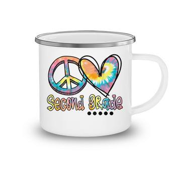 Peace Love Second Grade Funny Tie Dye First Day Of School  Camping Mug