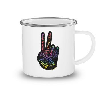 Awesome International Day Of Peace Hand Sign Tie Dye Camping Mug - Thegiftio UK