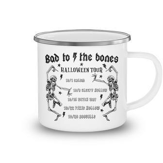 Bad To The Bones Halloween Tour Skeleton Rock And Roll Camping Mug - Thegiftio UK