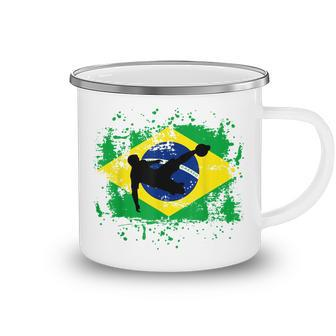 Brazil Flag 2022 Football Fan Design Camping Mug - Thegiftio UK