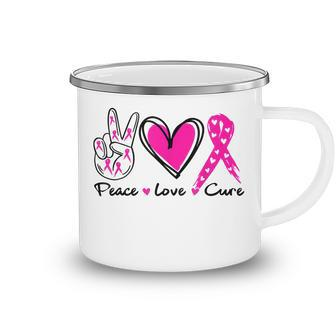 Breast Cancer Awareness Costume Pink Peace Love Cure Faith V5 Camping Mug - Thegiftio