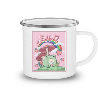 Cottagecore Aesthetic Kawaii Frog Drinking Japanese Milk Camping Mug - Thegiftio UK