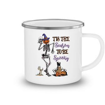 Funny Tis The Season To Be Spooky Skeleton Halloween Pumpkin Camping Mug - Thegiftio UK