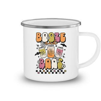 Groovy Booze And Boos Drinking Lover Halloween Vintage Retro Camping Mug - Thegiftio UK