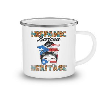 Messy Bun Boricua Hispanic Heritage Month Puerto Rican Flag Camping Mug - Thegiftio UK