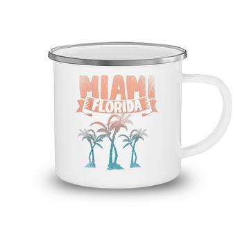 Miami Beach Tropical Summer Palm Trees Colorful Florida  Camping Mug