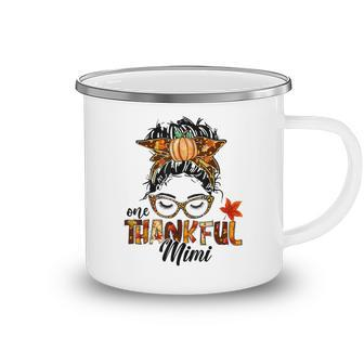 One Thankful Mimi Messy Bun Funny Fall Autumn Thanksgiving  Camping Mug