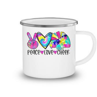 Peace Love Cheer Tie Dye Cheerleading Cheerleader Gift Camping Mug - Thegiftio UK