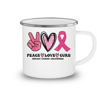 Peace Love Cure Pink Ribbon Cancer Breast Awareness V5 Camping Mug - Thegiftio UK