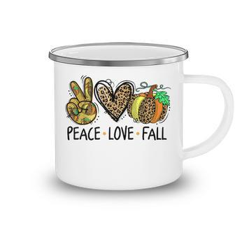 Peace Love Fall Vibes Pumkin Season Autumn Halloween Camping Mug - Thegiftio UK