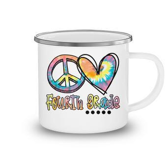 Peace Love Fourth Grade Funny Tie Dye First Day Of School Camping Mug - Thegiftio UK