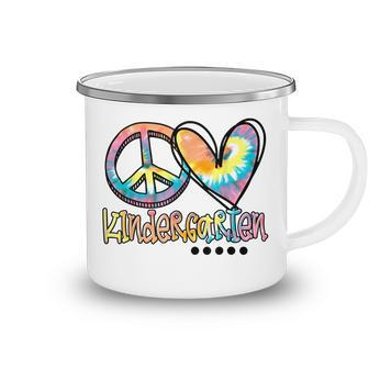 Peace Love Kindergarten Funny Tie Dye First Day Of School Camping Mug - Thegiftio UK