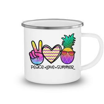 Peace Love Summer Pineapple Summer Vacation Camping Mug - Thegiftio UK