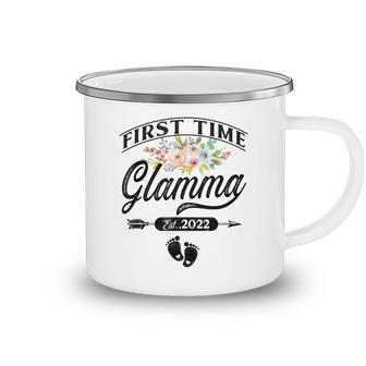 Pregnancy Announcement First Time Glamma Est2022 Floral Camping Mug - Thegiftio UK