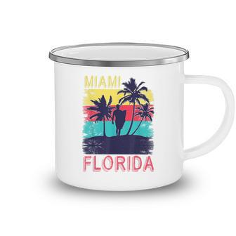 Retro Summer Surfing South Beach Tropical Miami Florida  Camping Mug