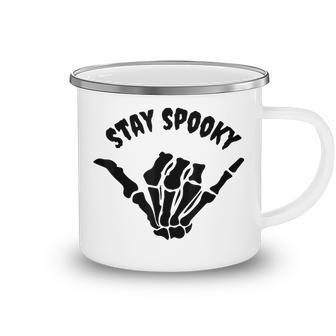Stay-Spooky Skeleton Creepy Funny Halloween Skull Hand Camping Mug | Seseable CA