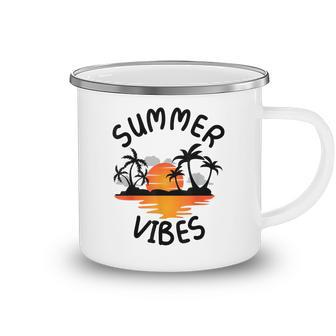 Summer Vibes Tropical Beach Palm Summer  Camping Mug