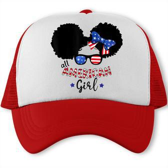 All American Girls 4Th Of July Black African Messy Bun Trucker Cap - Seseable