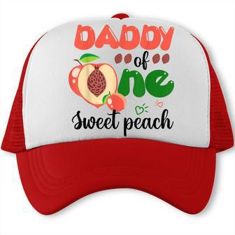 Daddy Of The One Sweet Peach Cute Family 1St Birthday Trucker Cap - Thegiftio UK