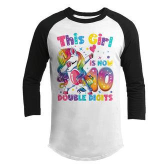 10Th Birthday Gifts This Girl Is Now 10 Double Digits V11 Youth Raglan Shirt - Thegiftio UK