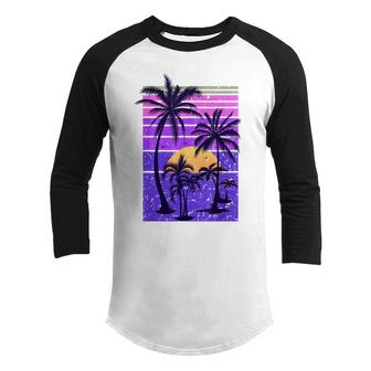 Summer Vintage Paradise Vacation Sunset Palm Retro Tropical  Youth Raglan Shirt