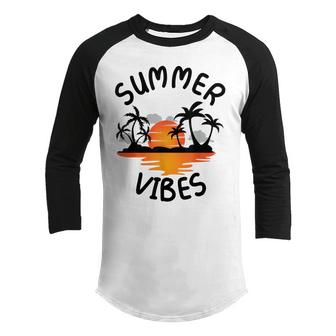 Summer Vibes Tropical Beach Palm Summer  Youth Raglan Shirt