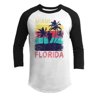 Retro Summer Surfing South Beach Tropical Miami Florida  Youth Raglan Shirt
