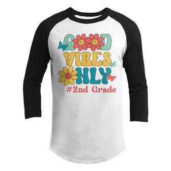 2Nd Grade Good Vibes Only Retro Groovy Back To School V2 Youth Raglan Shirt - Thegiftio UK