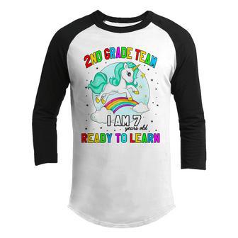 2Nd Grade Team Ready To Learn Cute Unicorn Back To School Youth Raglan Shirt - Thegiftio UK