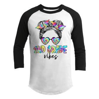 2Nd Grade Vibes Messy Bun Girl Back To School First Day Kids Youth Raglan Shirt - Thegiftio UK