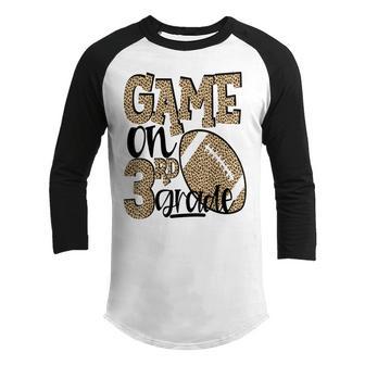 3Rd Grade Football Sports 1St Day Of School Leopard Girls Youth Raglan Shirt - Thegiftio UK