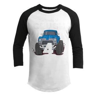 4Th Birthday Gifts Boys Im Ready To Crush 4 Monster Truck Youth Raglan Shirt - Thegiftio UK