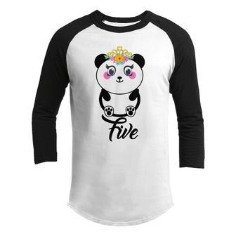 5 Year Old Gifts Cute Panda Birthday Girl 5Th Birthday Funny Youth Raglan Shirt - Thegiftio UK