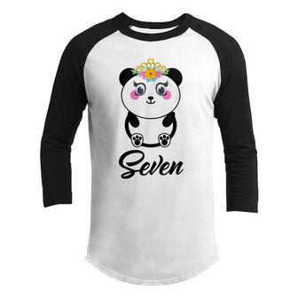 7 Year Old Gifts Cute Panda Birthday Girl 7Th Birthday Funny Youth Raglan Shirt - Thegiftio UK