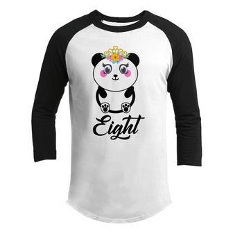 8 Year Old Gifts Cute Panda Birthday Girl 8Th Birthday Funny Youth Raglan Shirt - Thegiftio UK